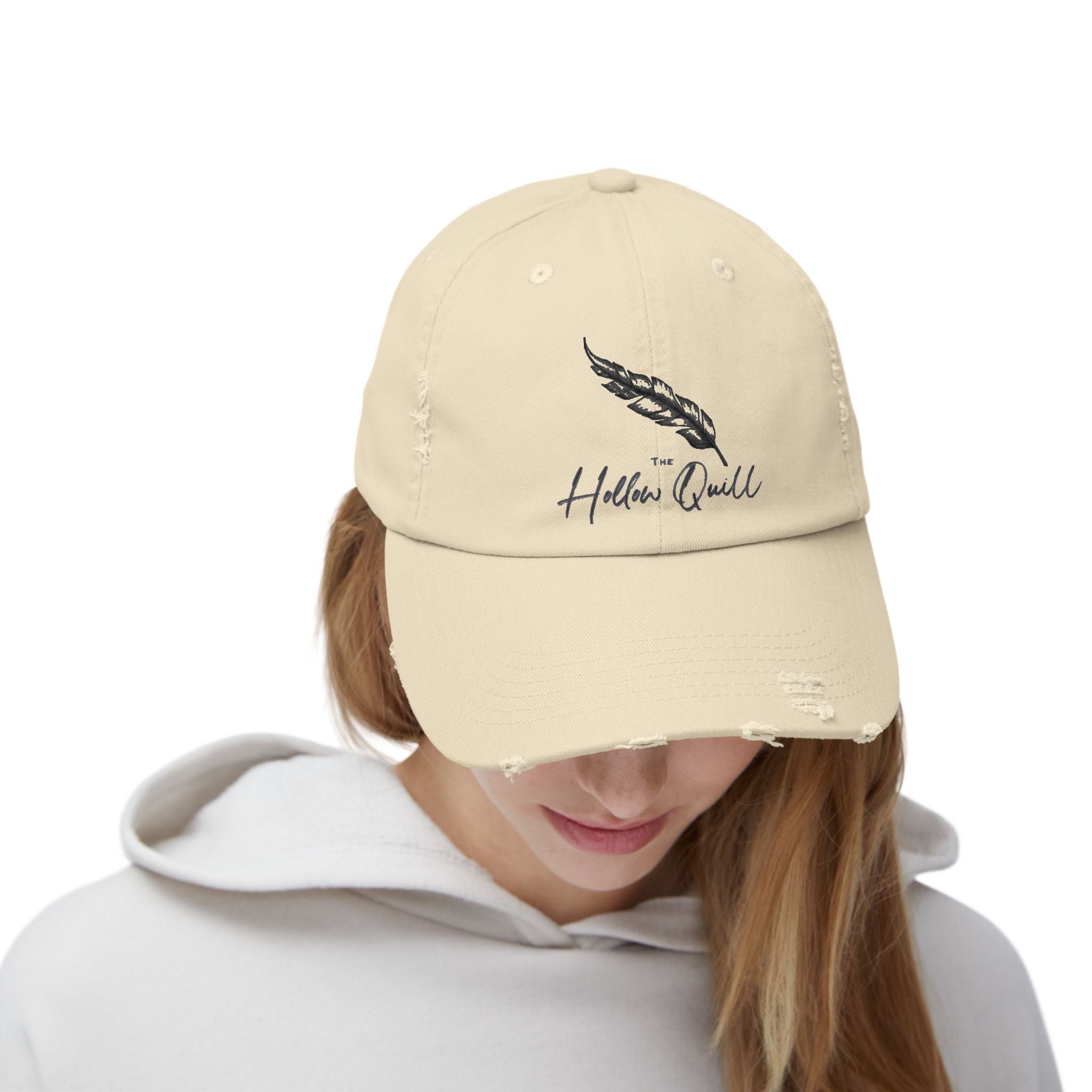 'Hollow Quill" Distressed Dad Cap