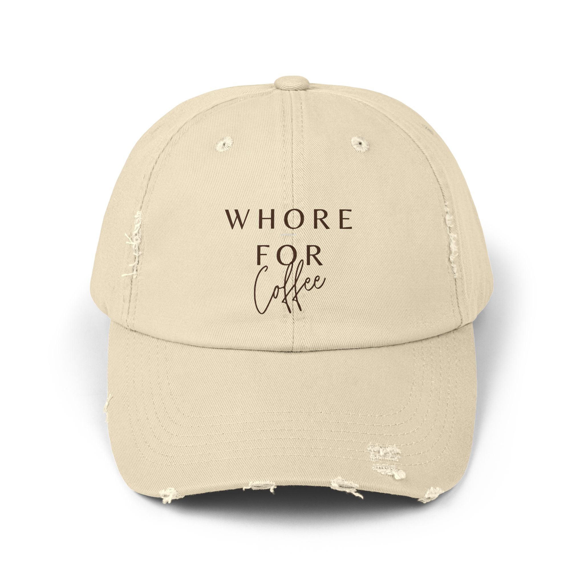 Whore for Coffee Lover Distressed Hat