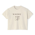 Coffee Lover Women's Boxy Tee - Whore for Coffee Graphic Top