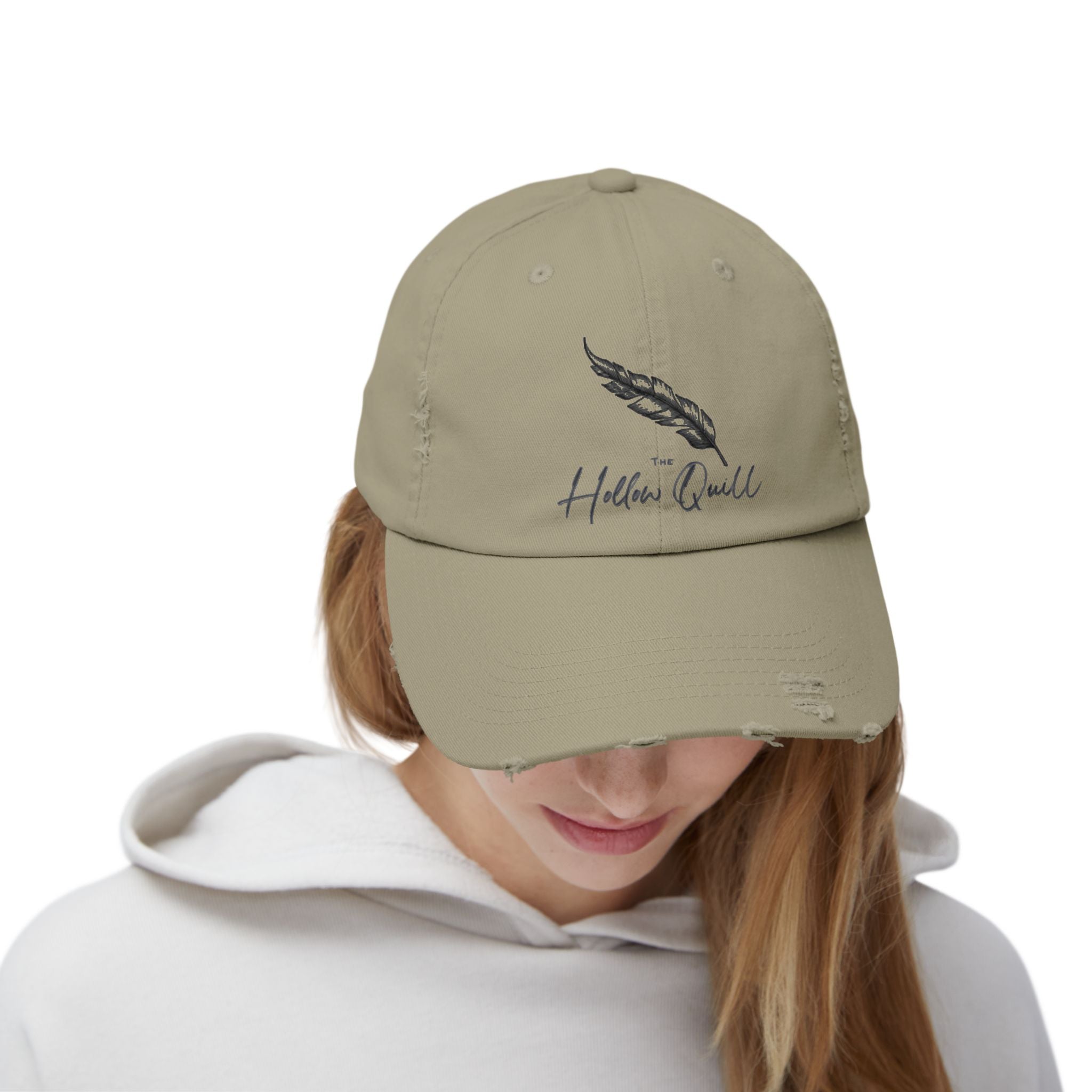 'Hollow Quill" Distressed Dad Cap
