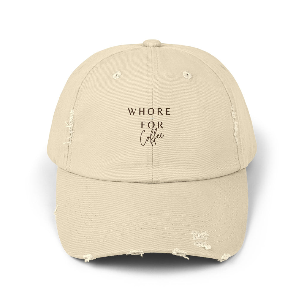 Whore for Coffee Lover Distressed Hat