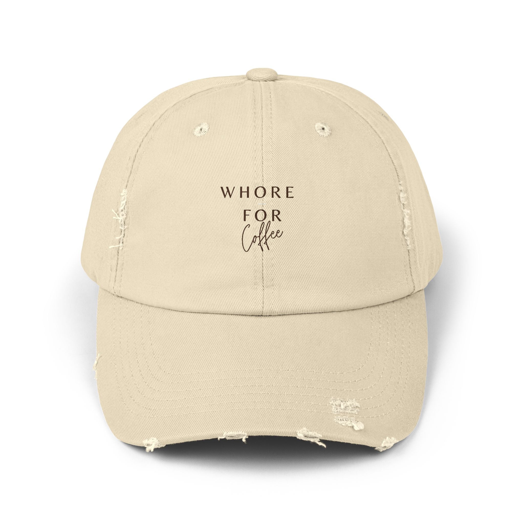Whore for Coffee Lover Distressed Hat
