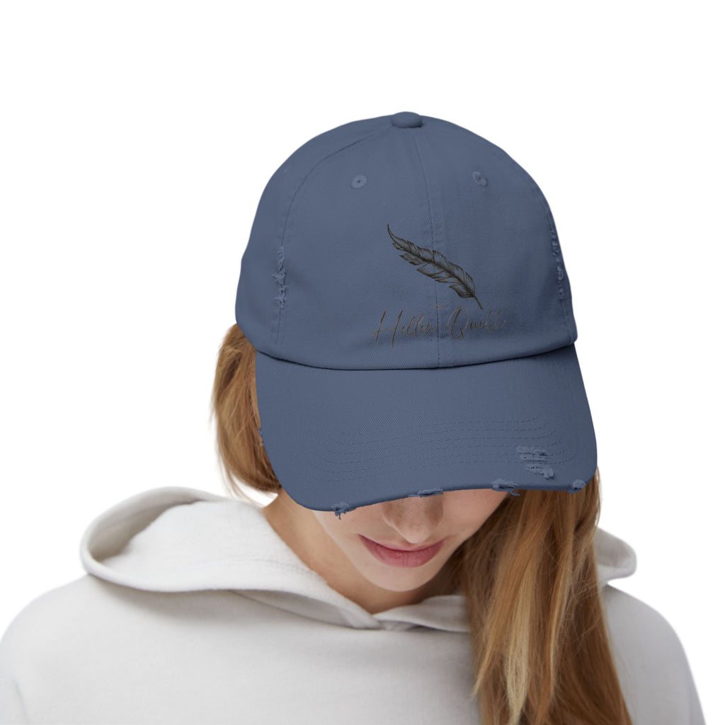 'Hollow Quill" Distressed Dad Cap